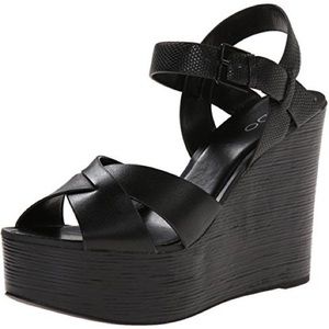 Aldo Black Regnano Wedge Sandals